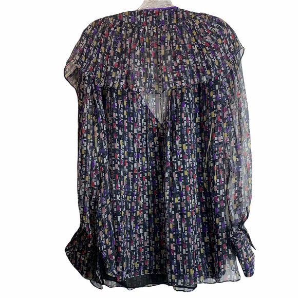 Catherine Malandrino stylish printed blouse 100% Silk Size 8 - Picture 7 of 7
